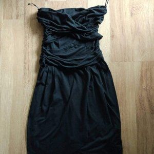 Guess S P Little Black Dress Strapless Ruched Bodice Tulip Wrap Hem